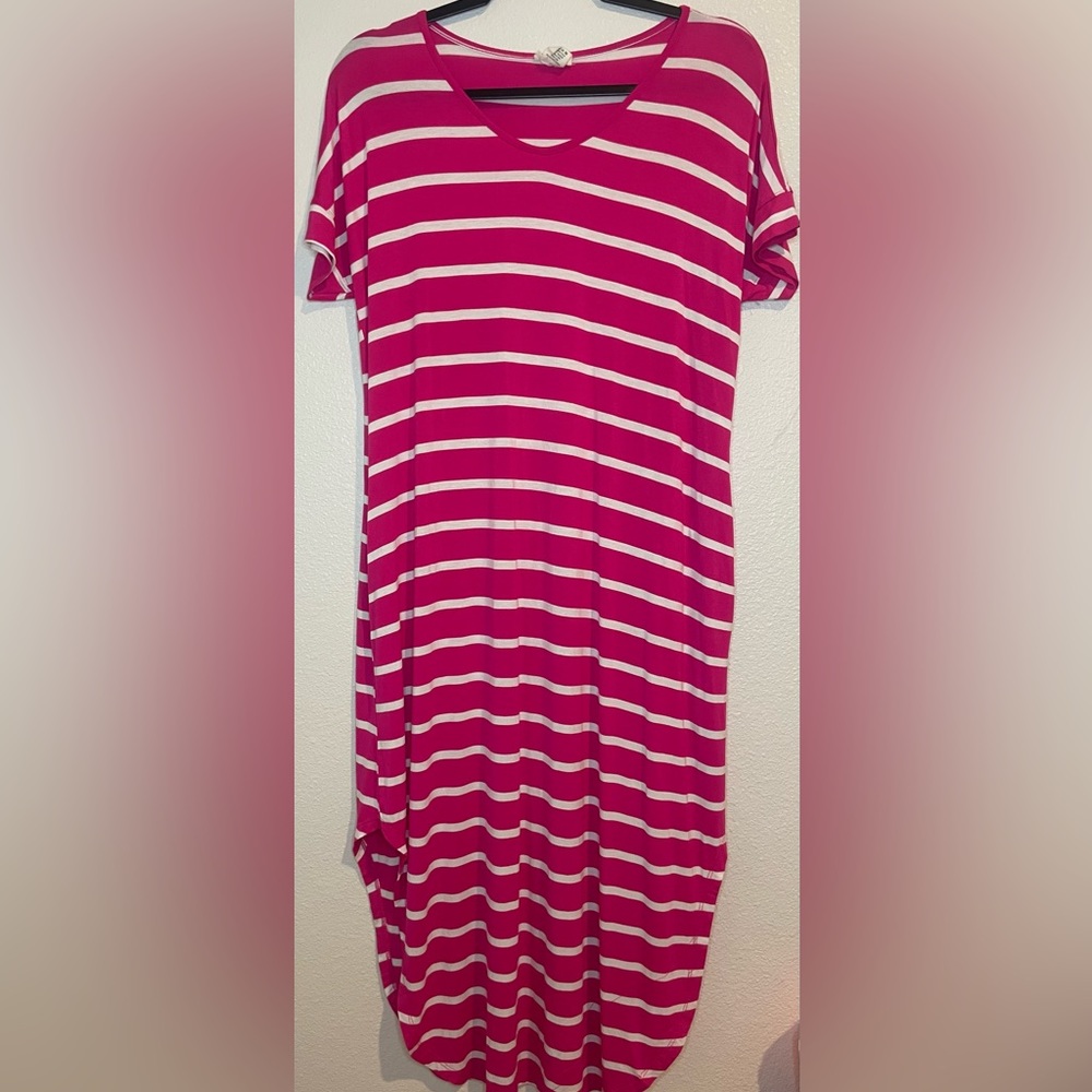 Yelete Pink and White Striped Dress